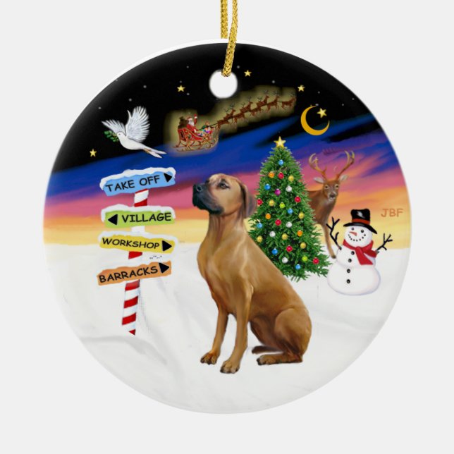 Xmas Signs - Rhodeisn Ridgeback Keramik Ornament (Vorne)