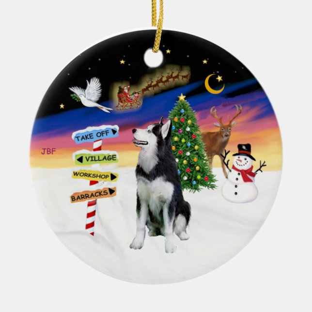 Xmas Signs - Sibirischer Husky #1 Keramikornament (Vorne)