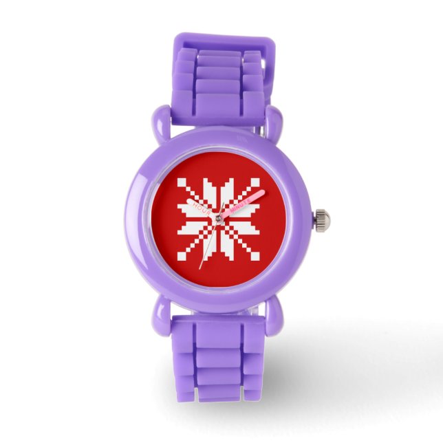 Xmas Snowflake Weihnachtsmuster Armbanduhr (Vorderseite)