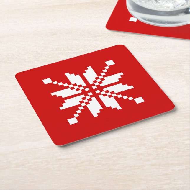 Xmas Snowflake Weihnachtsmuster Rechteckiger Pappuntersetzer (angewinkelt)