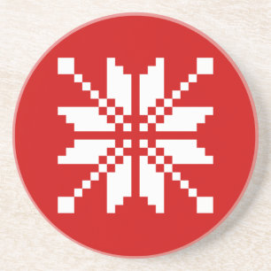 Xmas Snowflake Weihnachtsmuster Sandstein Untersetzer