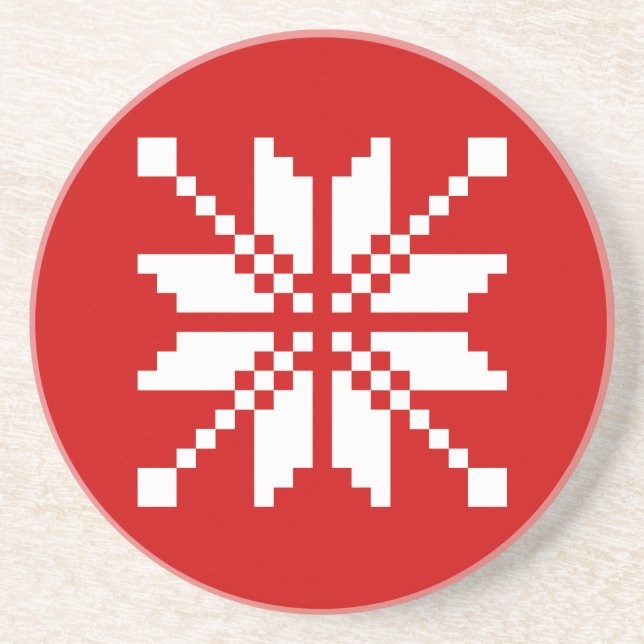 Xmas Snowflake Weihnachtsmuster Sandstein Untersetzer (Vorne)