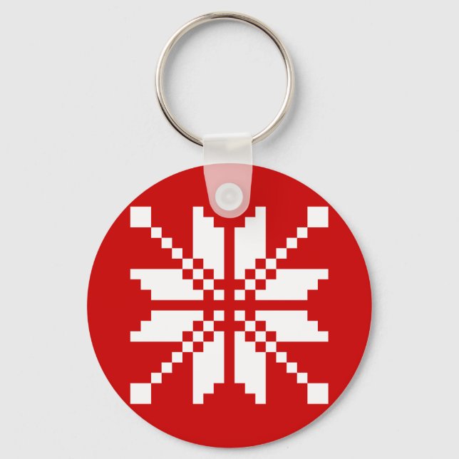 Xmas Snowflake Weihnachtsmuster Schlüsselanhänger (Vorderseite)