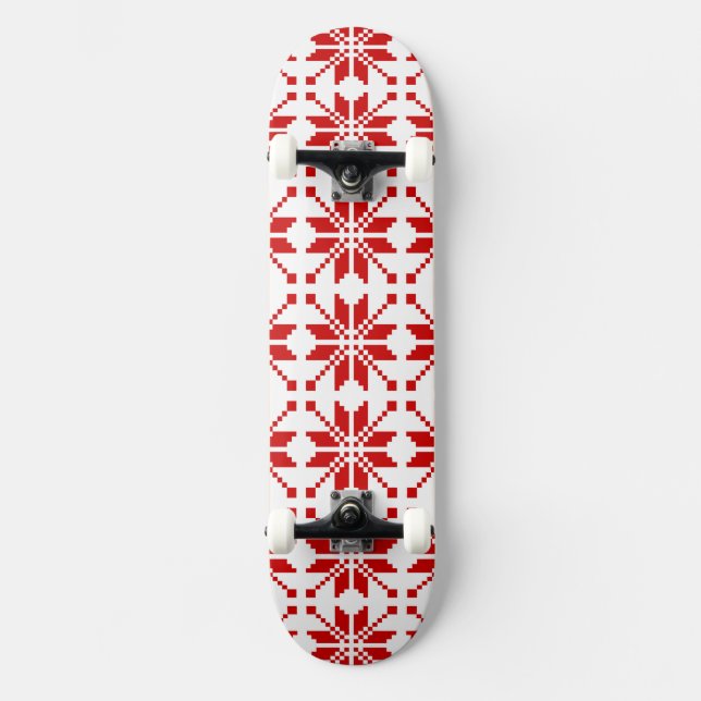 Xmas Snowflake Weihnachtsmuster Skateboard (Vorderseite)