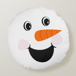 Xmas Snowman Happy Face lächeln White Rundes Kissen