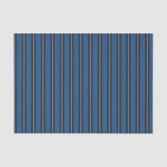 Xmas Snowy Triple Blue Vertical Stripes Seidenpapier (Vorderseite)
