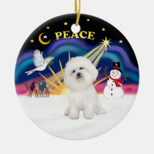 Xmas Sonnenaufgang - Bichon Frise 4 Keramik Ornament