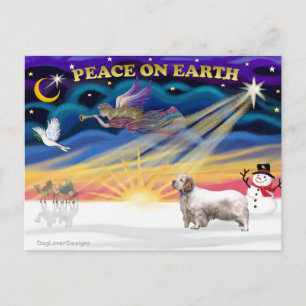 Xmas Sonnenaufgang - Clumber Spaniel Feiertagspostkarte