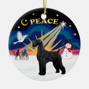 Xmas-Sonnenaufgang - Riesenschnauzer in schwarz Keramikornament