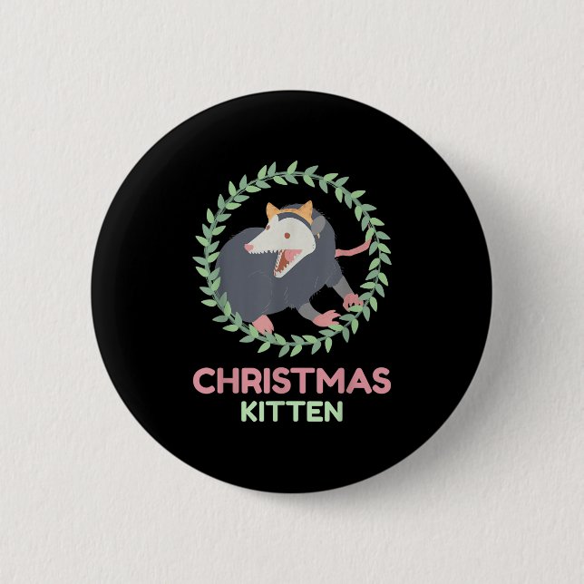 Xmas Ssum Kitten - Creepy Cute Pastel Goth Christm Button (Vorderseite)