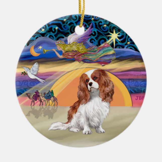 Xmas Star - Blenheim Cavalier King Charles Keramikornament (Vorne)