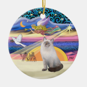 Xmas Star - Blue Cream Ragdoll-Katze Keramikornament