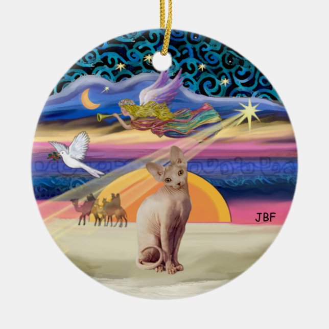 Xmas Star - Sphynx Katze (fawn) Keramikornament (Vorne)
