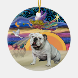 Xmas Star - White English Bulldog Keramikornament
