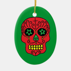Xmas Sugar Skull Keramik Ornament