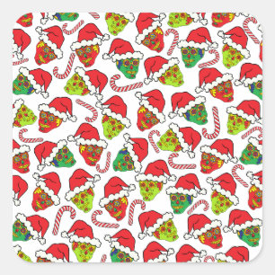 Xmas Sugar Skull Quadratischer Aufkleber