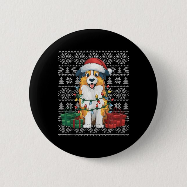 Xmas Sweater Style Ugly Australian Shepherd Dog Ch Button (Vorderseite)