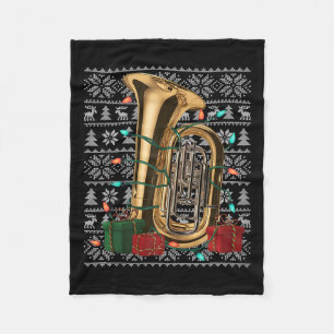 Xmas Sweater Style Ugly Musical Tuba Weihnachten Fleecedecke