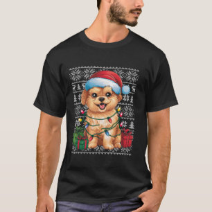 Xmas Sweater Style Ugly Santa Shih Poo Dog Christm T-Shirt