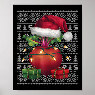 Xmas Sweater Style Ugly Weihnachtsmannmütze Beet C Poster