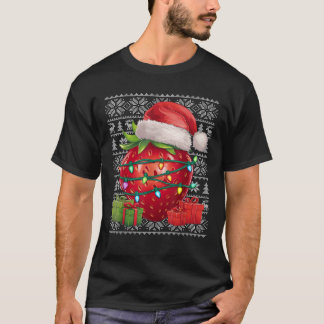 Xmas Sweater Style Ugly Weihnachtsmannmütze Erdbee T-Shirt