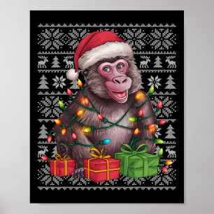 Xmas Sweater Style Ugly Weihnachtsmannmütze Weihna Poster