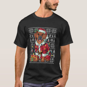 Xmas Sweater Ugly Santa Rhodesian Ridgeback Dog Ch T-Shirt