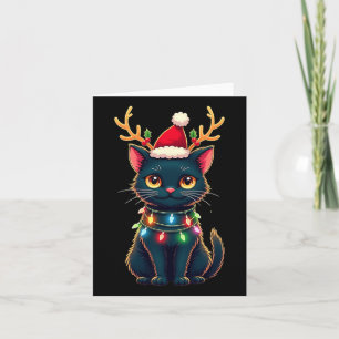Xmas T-Shirt Rentier Black Niedlich Cat Weihnachts Karte