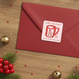 Xmas-Tasse Kritzelbild WEIHNACHTEN Feiertage An Bi Quadratischer Aufkleber