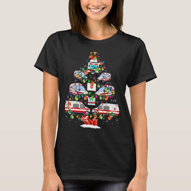 Xmas Tree Ambulance Xmas Lights Santa Ambulance Dr T-Shirt (Vorderseite)