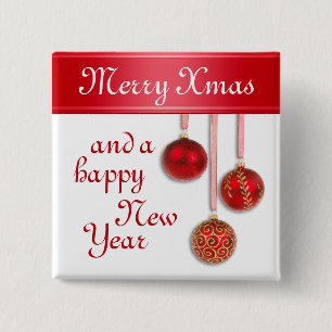 Xmas Tree Baubles red + Ihre Ideen Button