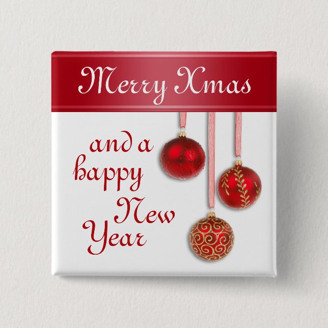 Xmas Tree Baubles red + Ihre Ideen Button (Vorderseite)