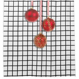 Xmas Tree Baubles red + Ihre Ideen Duschvorhang