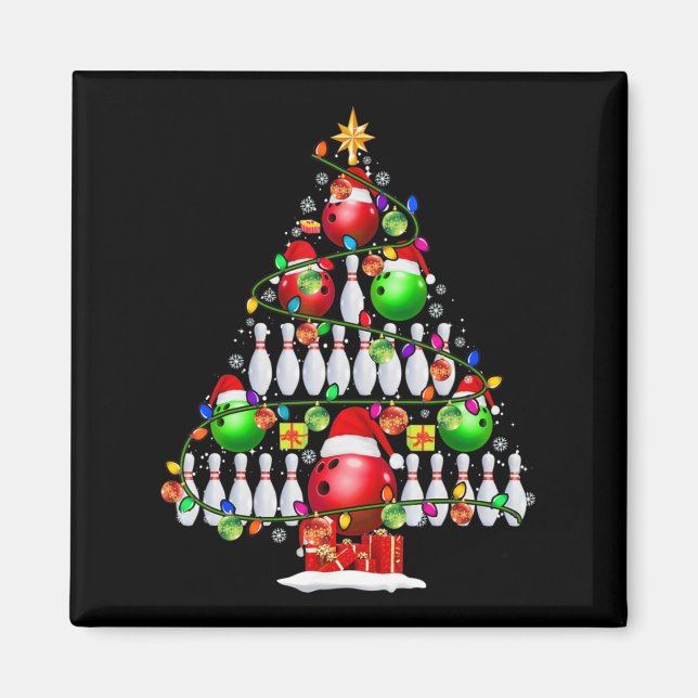 Xmas Tree Bowling Xmas Lights Weihnachtsball P Magnet (Vorne)