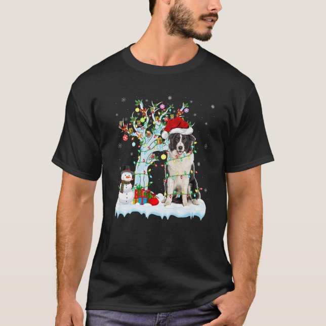 Xmas Tree Decoration Light Australian Shepherd Dog T-Shirt (Vorderseite)