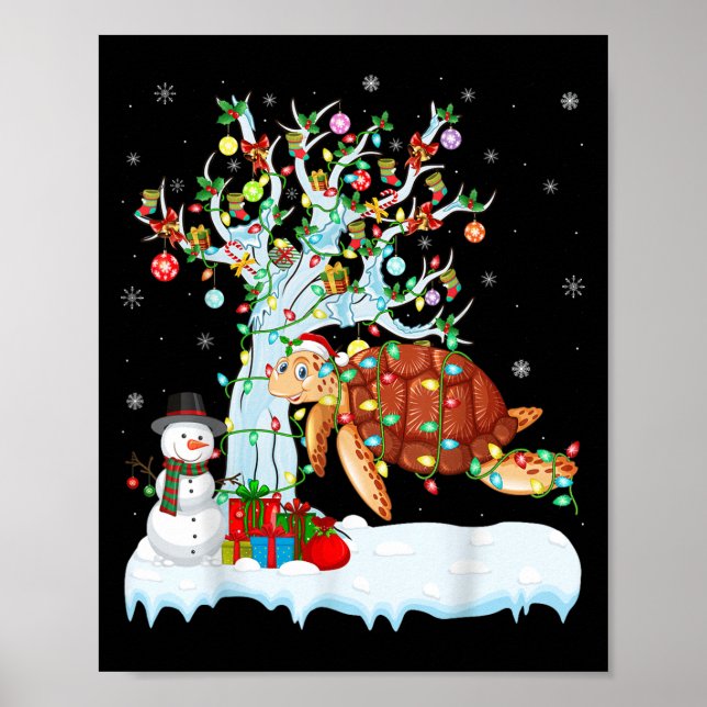 Xmas Tree Decoration Lighting Sea Turtle Christmas Poster (Vorne)