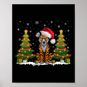 Xmas Tree Light African Wild Dog Weihnachtsmannmüt Poster
