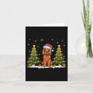 Xmas Tree Light Irish Setter Dog Weihnachtsmannmüt Karte