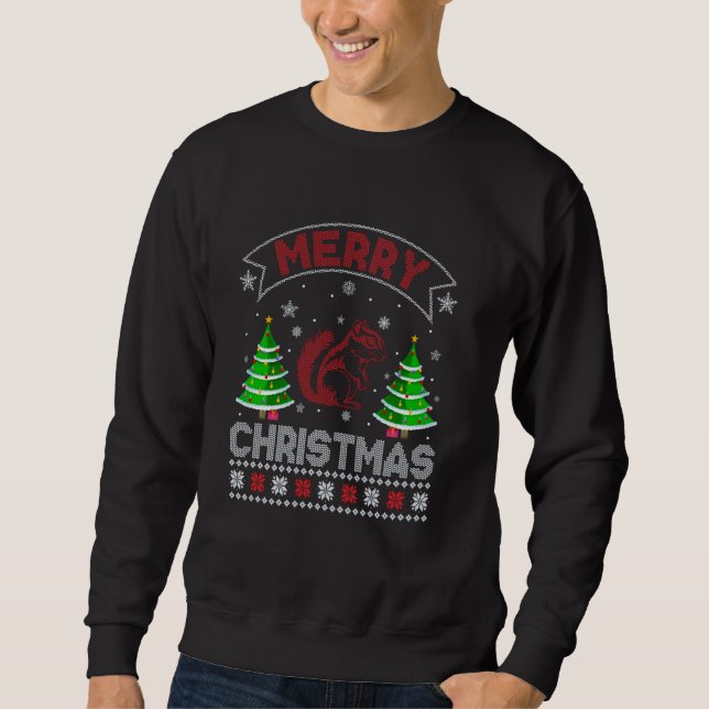 Xmas Tree Lighting Men Frauen Chipmunk Ugly Christ Sweatshirt (Vorderseite)