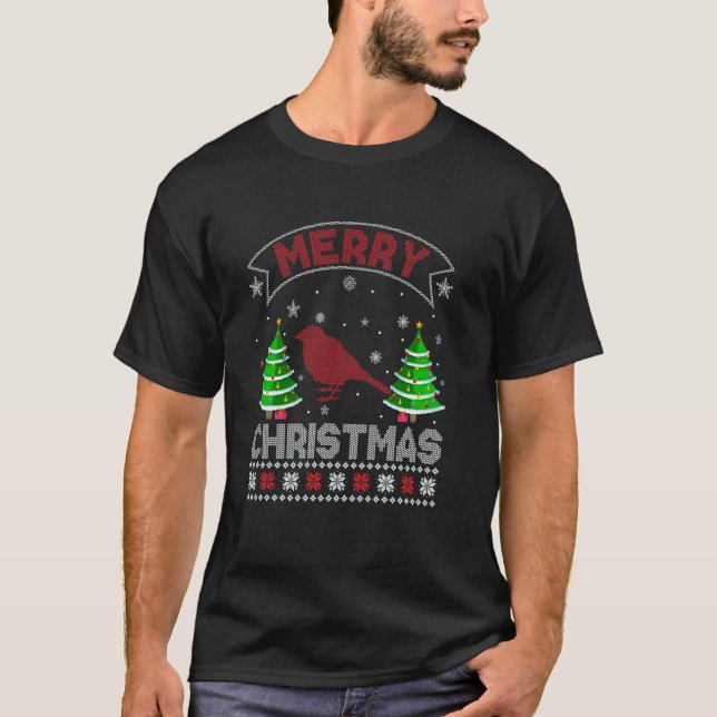 Xmas Tree Lighting Men Frauen Sparrow Ugly Christm T-Shirt (Vorderseite)