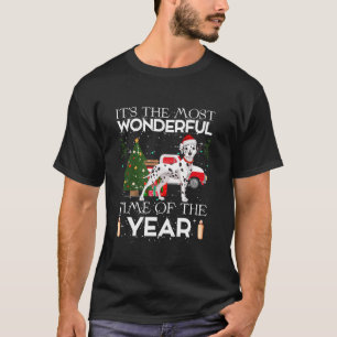 Xmas Tree Lighting Santa Dalmatiner Dog Christmas T-Shirt