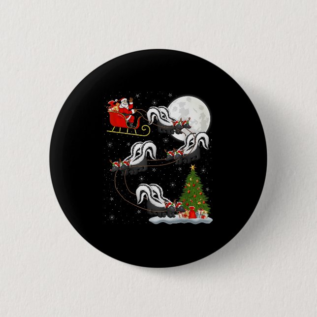 Xmas Tree Lighting Santa Riding Skunk Christmas  Button (Vorderseite)