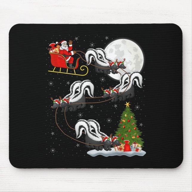 Xmas Tree Lighting Santa Riding Skunk Christmas  Mousepad (Vorne)