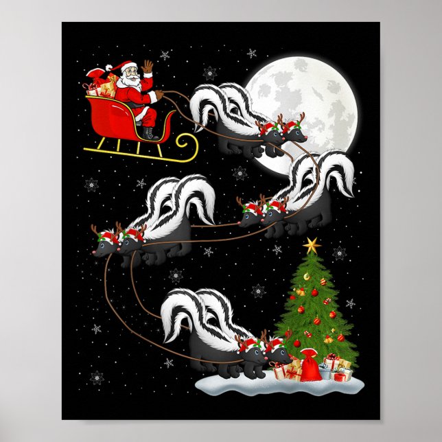 Xmas Tree Lighting Santa Riding Skunk Christmas  Poster (Vorne)