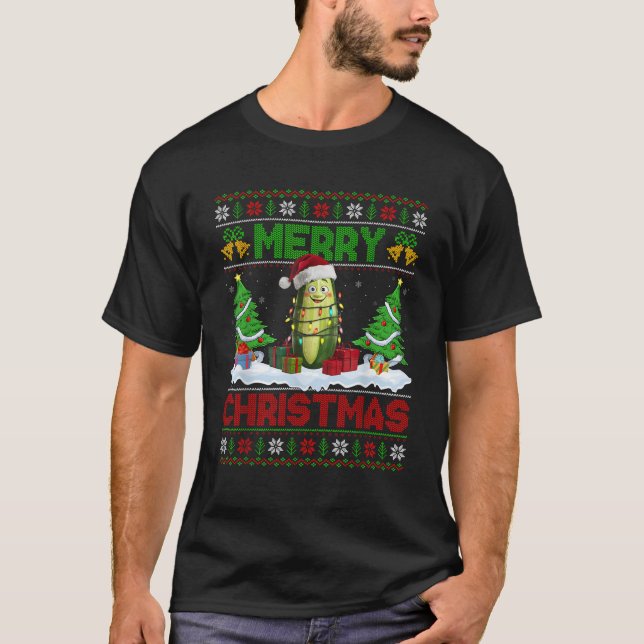Xmas Tree Lighting Ugly Weihnachtsmannmütze Funny  T-Shirt (Vorderseite)