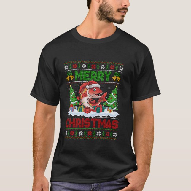 Xmas Tree Lighting Ugly Weihnachtsmannmütze Redfis T-Shirt (Vorderseite)