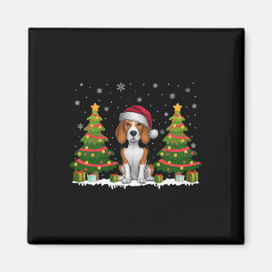 Xmas Tree Lights Beagle Hund Weihnachtsmannmütze W Magnet