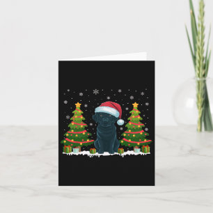 Xmas Tree Lights Black Labrador Dog Santa Christma Karte
