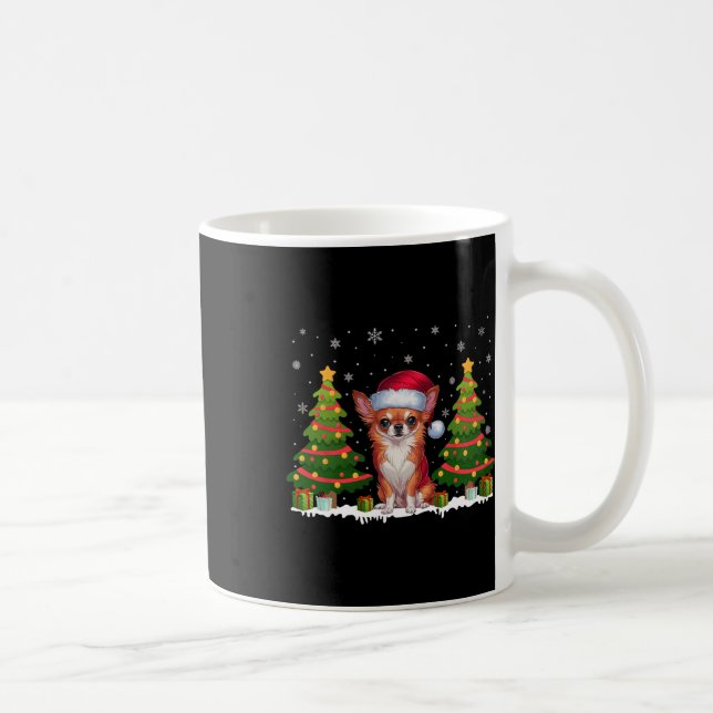 Xmas Tree Lights Chihuahua Dog Weihnachtsmannmütze Kaffeetasse (Rechts)