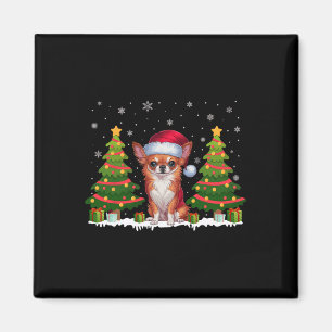 Xmas Tree Lights Chihuahua Dog Weihnachtsmannmütze Magnet